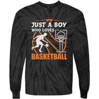 Just A Boy Who Loves Basketball For Boys Tie-Dye Long Sleeve Shirt