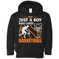 Just A Boy Who Loves Basketball For Boys Toddler Hoodie