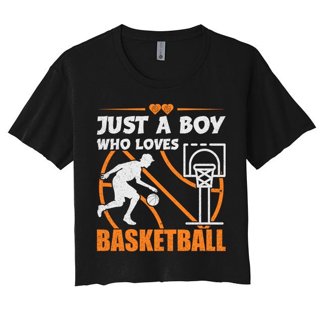 Just A Boy Who Loves Basketball For Boys Crop Top