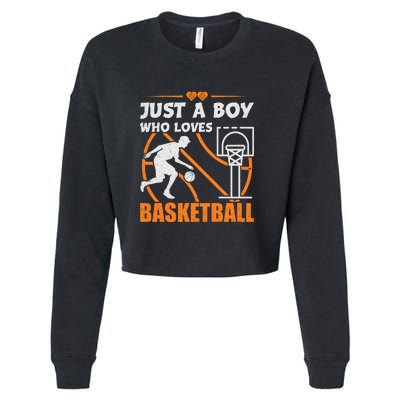 Just A Boy Who Loves Basketball For Boys Cropped Pullover Crew