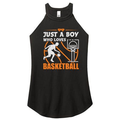 Just A Boy Who Loves Basketball For Boys Women's Perfect Tri Rocker Tank