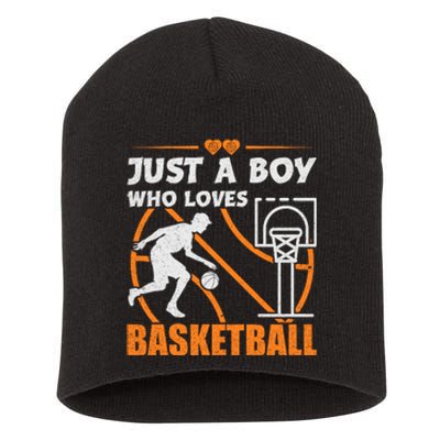 Just A Boy Who Loves Basketball For Boys Short Acrylic Beanie