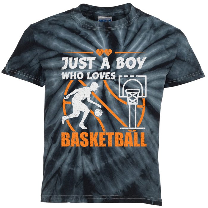 Just A Boy Who Loves Basketball For Boys Kids Tie-Dye T-Shirt