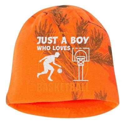 Just A Boy Who Loves Basketball For Boys Kati - Camo Knit Beanie