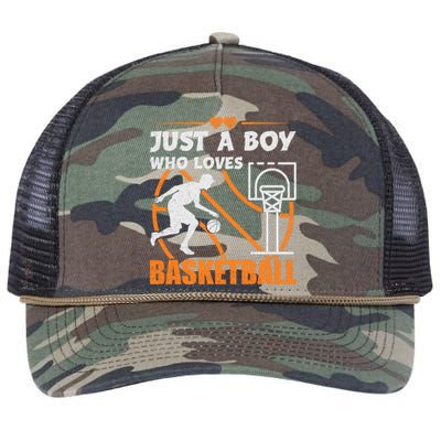 Just A Boy Who Loves Basketball For Boys Retro Rope Trucker Hat Cap