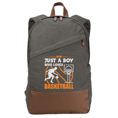Just A Boy Who Loves Basketball For Boys Cotton Canvas Backpack