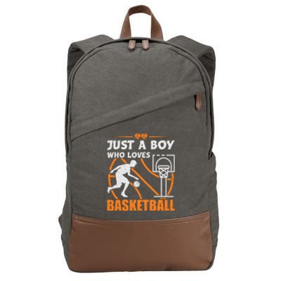 Just A Boy Who Loves Basketball For Boys Cotton Canvas Backpack