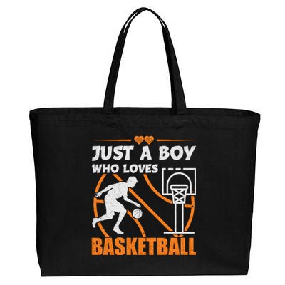 Just A Boy Who Loves Basketball For Boys Cotton Canvas Jumbo Tote