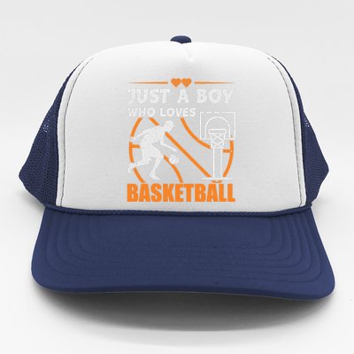 Just A Boy Who Loves Basketball For Boys Trucker Hat