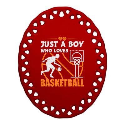 Just A Boy Who Loves Basketball For Boys Ceramic Oval Ornament