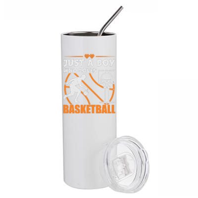 Just A Boy Who Loves Basketball For Boys Stainless Steel Tumbler