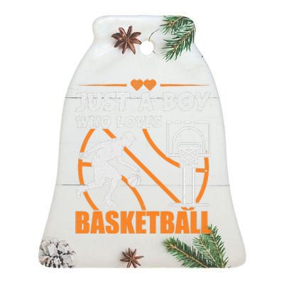 Just A Boy Who Loves Basketball For Boys Ceramic Bell Ornament