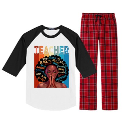 Juneteenth Afro Black History Month African American Teacher Gift Raglan Sleeve Pajama Set