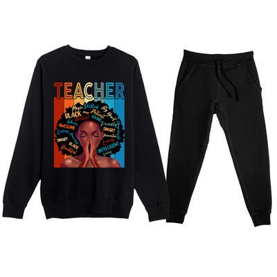 Juneteenth Afro Black History Month African American Teacher Gift Premium Crewneck Sweatsuit Set