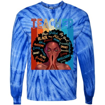 Juneteenth Afro Black History Month African American Teacher Gift Tie-Dye Long Sleeve Shirt