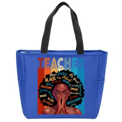 Juneteenth Afro Black History Month African American Teacher Gift Zip Tote Bag