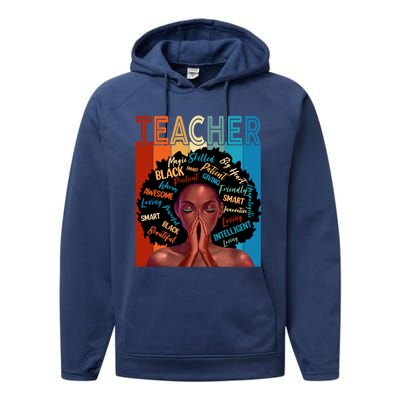 Juneteenth Afro Black History Month African American Teacher Gift Performance Fleece Hoodie