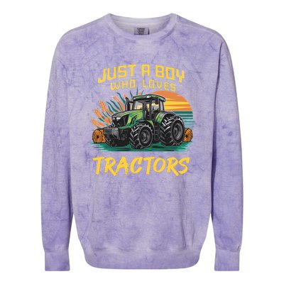 Just A Boy Who Loves Tractors Colorblast Crewneck Sweatshirt