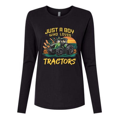 Just A Boy Who Loves Tractors Womens Cotton Relaxed Long Sleeve T-Shirt