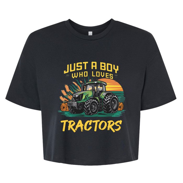 Just A Boy Who Loves Tractors Bella+Canvas Jersey Crop Tee