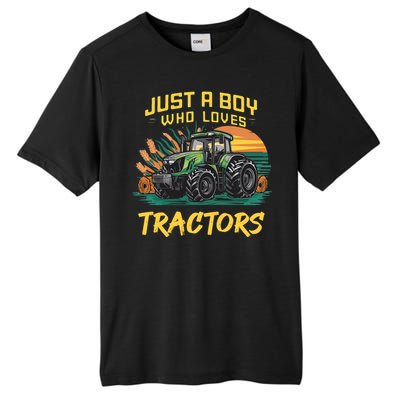 Just A Boy Who Loves Tractors Tall Fusion ChromaSoft Performance T-Shirt