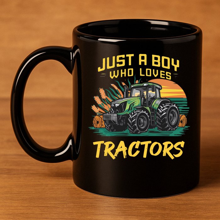 Just A Boy Who Loves Tractors 11oz C Handle Ceramic Mug