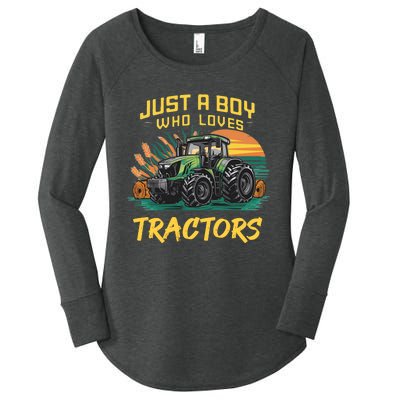 Just A Boy Who Loves Tractors Women's Perfect Tri Tunic Long Sleeve Shirt