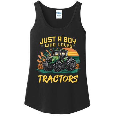 Just A Boy Who Loves Tractors Ladies Essential Tank