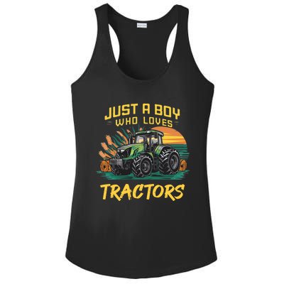 Just A Boy Who Loves Tractors Ladies PosiCharge Competitor Racerback Tank