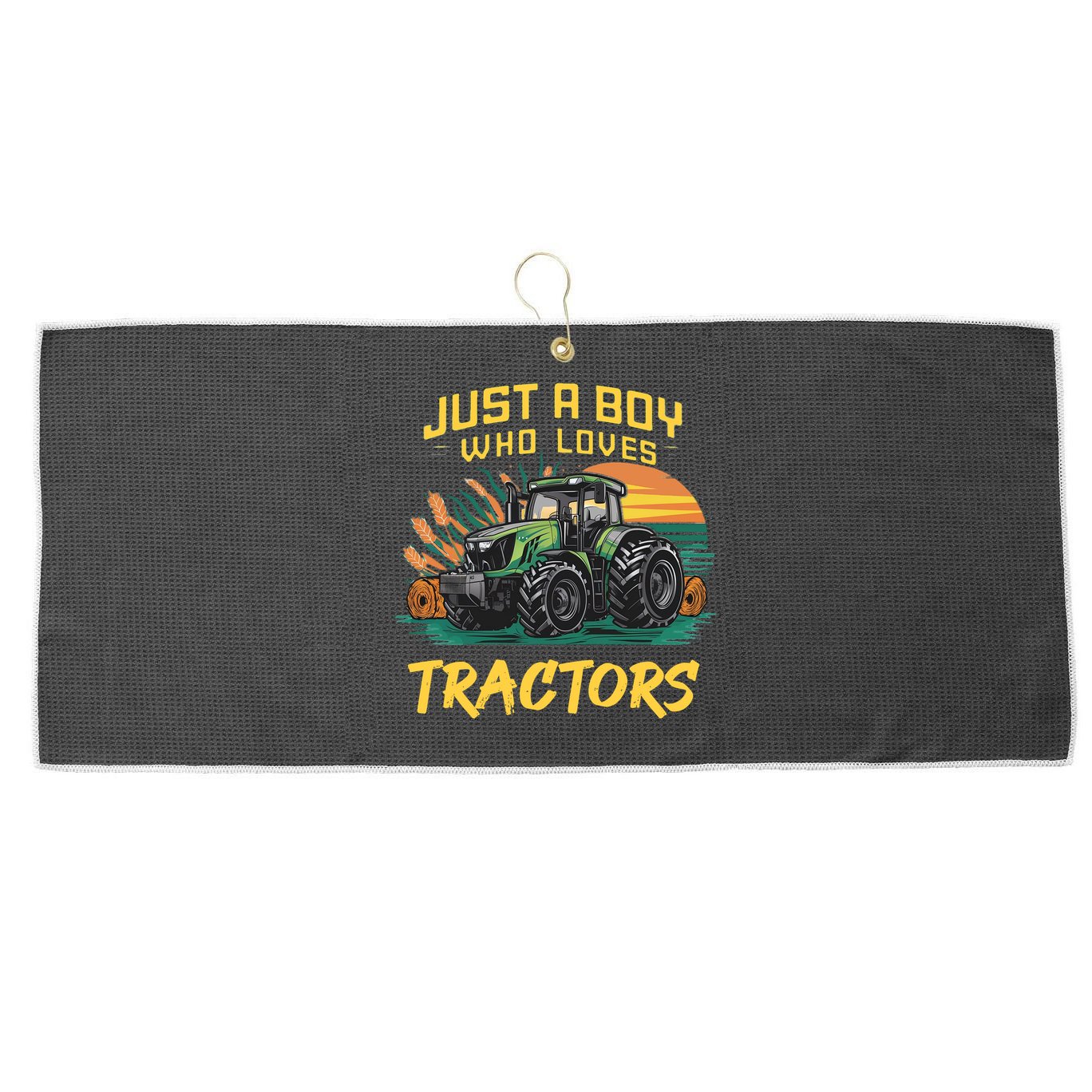 Just A Boy Who Loves Tractors Large Microfiber Waffle Golf Towel