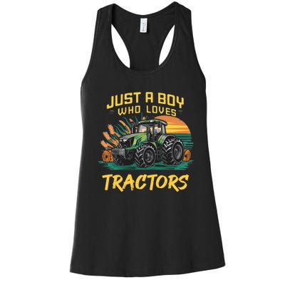 Just A Boy Who Loves Tractors Women's Racerback Tank