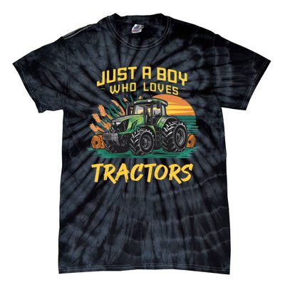 Just A Boy Who Loves Tractors Tie-Dye T-Shirt