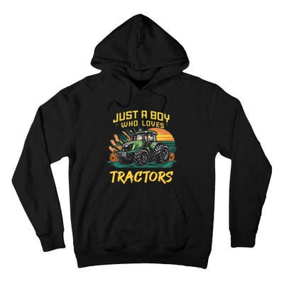 Just A Boy Who Loves Tractors Tall Hoodie