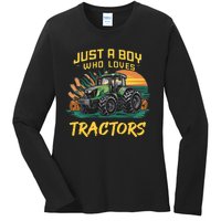 Just A Boy Who Loves Tractors Ladies Long Sleeve Shirt