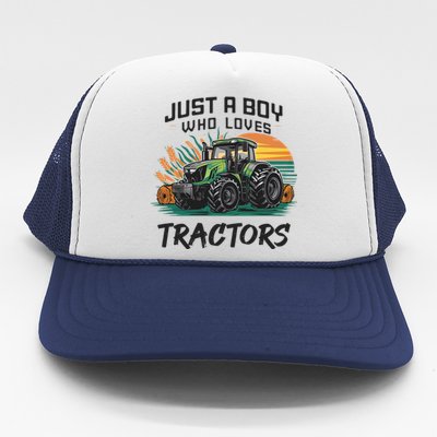 Just A Boy Who Loves Tractors Trucker Hat