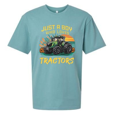 Just A Boy Who Loves Tractors Sueded Cloud Jersey T-Shirt