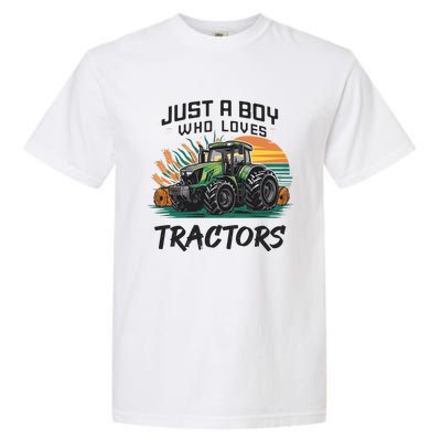 Just A Boy Who Loves Tractors Garment-Dyed Heavyweight T-Shirt