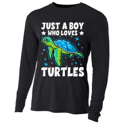 Just A Boy Who Loves Turtles Lover Gifts Sea Ocean Turtle Cooling Performance Long Sleeve Crew