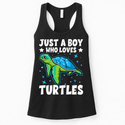 Just A Boy Who Loves Turtles Lover Gifts Sea Ocean Turtle Womens Tank Top