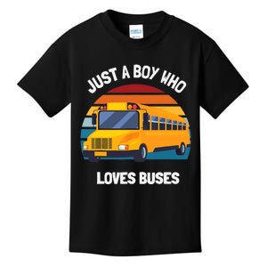 Just A Boy Who Loves Buses School Bus Kids T-Shirt