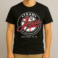Jesus And Baseball Team Jesus Christian Matthew 2819 Verse T-Shirt