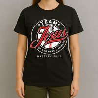 Jesus And Baseball Team Jesus Christian Matthew 2819 Verse T-Shirt
