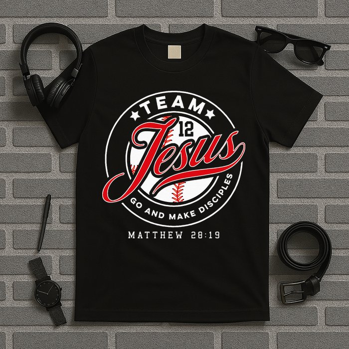 Jesus And Baseball Team Jesus Christian Matthew 2819 Verse T-Shirt