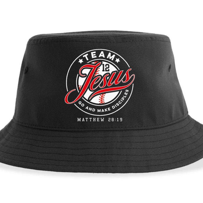 Jesus And Baseball Team Jesus Christian Matthew 2819 Verse Sustainable Bucket Hat