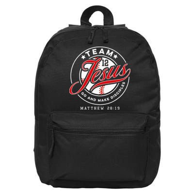 Jesus And Baseball Team Jesus Christian Matthew 2819 Verse 16 in Basic Backpack