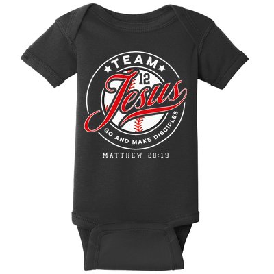 Jesus And Baseball Team Jesus Christian Matthew 2819 Verse Baby Bodysuit