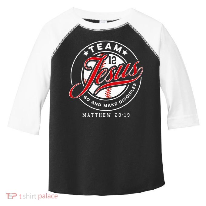 Jesus And Baseball Team Jesus Christian Matthew 2819 Verse Toddler Fine Jersey T-Shirt