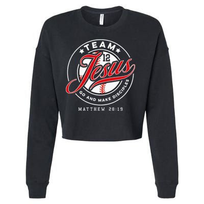 Jesus And Baseball Team Jesus Christian Matthew 2819 Verse Cropped Pullover Crew
