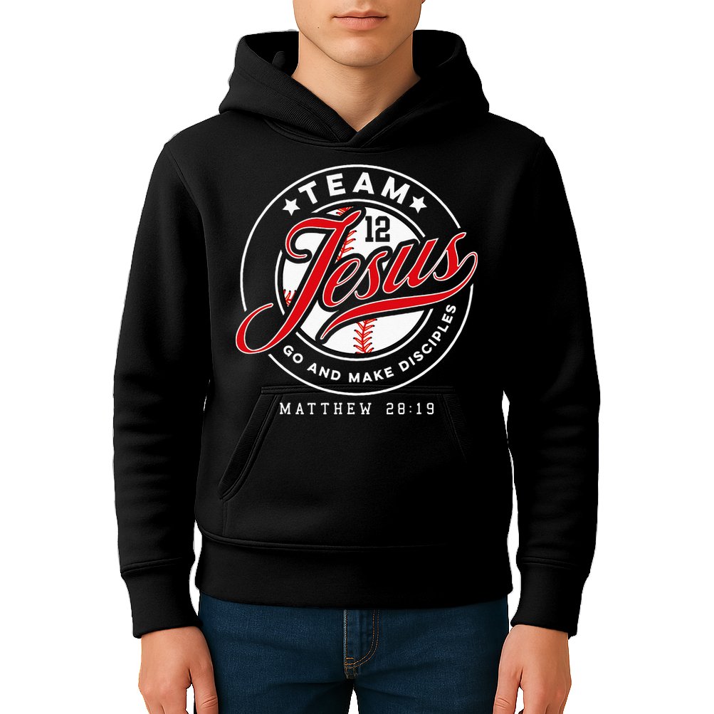 Jesus And Baseball Team Jesus Christian Matthew 2819 Verse Kids Hoodie