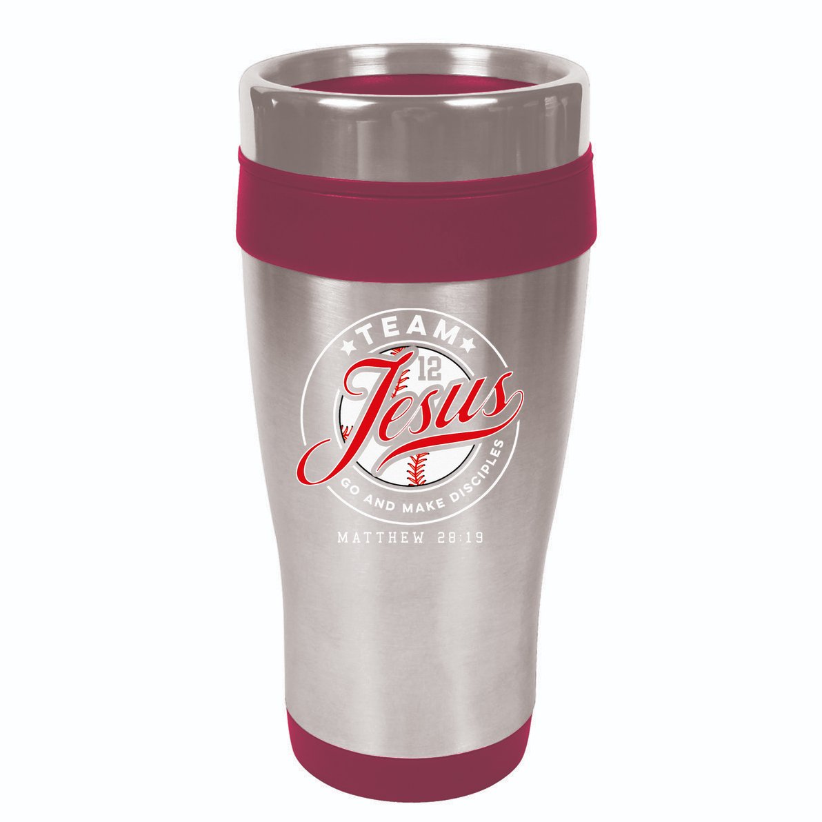 Jesus And Baseball Team Jesus Christian Matthew 2819 Verse 16oz Travel Tumbler